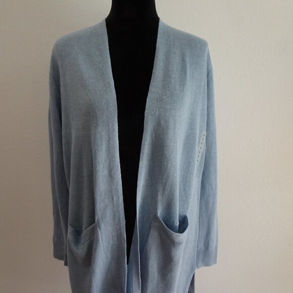 Polo Ralph Lauren Duster Cardigan Women's Size S Blue Linen Long Open Front - Picture 4 of 13